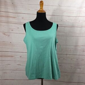 Talbots Petite Light Green Sleeveless Crew Neck Tank Shell Size XL NWT